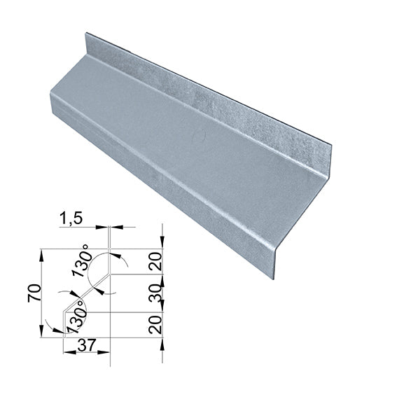 Acél lamella Zn 37x70x2000mm "Z"
