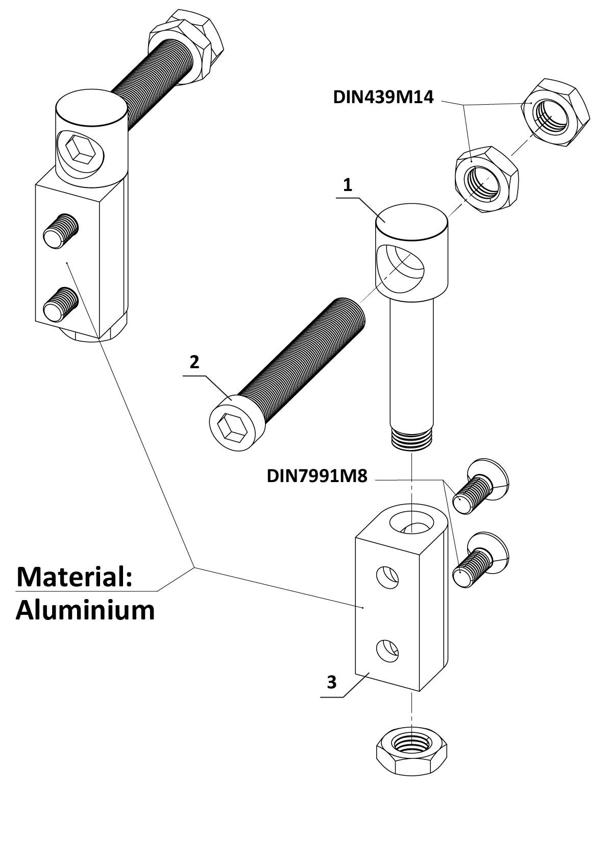 Záves nastaviteľný na priskrutkovanie, nerez/hliník