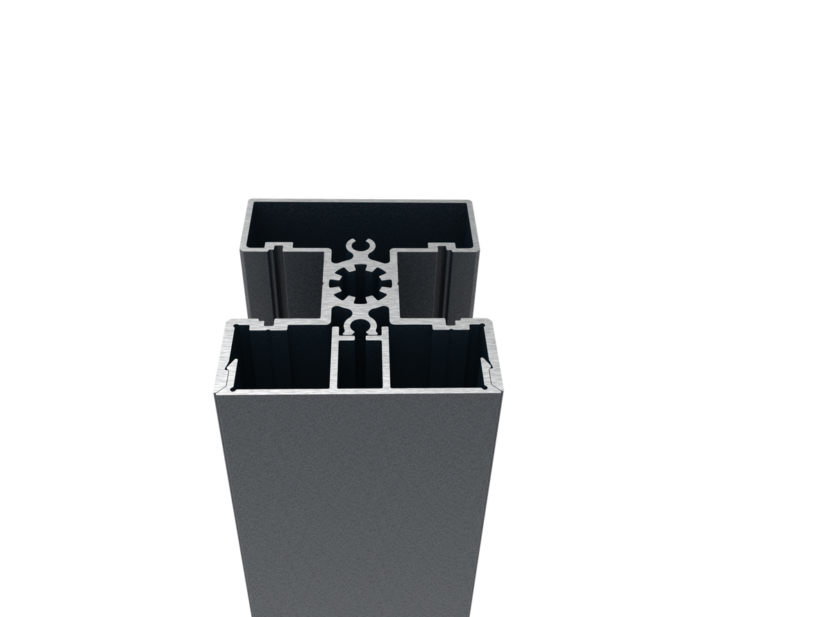 Set of Aluminum Post 50x60 and Cover Strip, for Lock Section - 1850mm Anthracite R7016