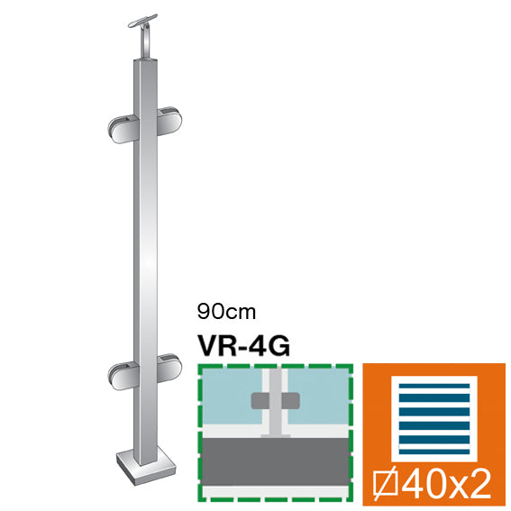 Stĺpik, vrchné kotvenie - obojstranný 180° AISI304