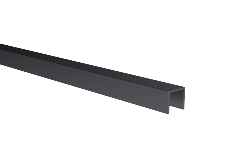U-profil 20x20x2 mm, 10–12 mm vastag üveghez, fekete eloxált