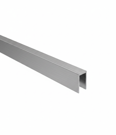 U-profil 20x40x2 mm, 10–12 mm vastag üveghez, rozsdamentes acél hatású