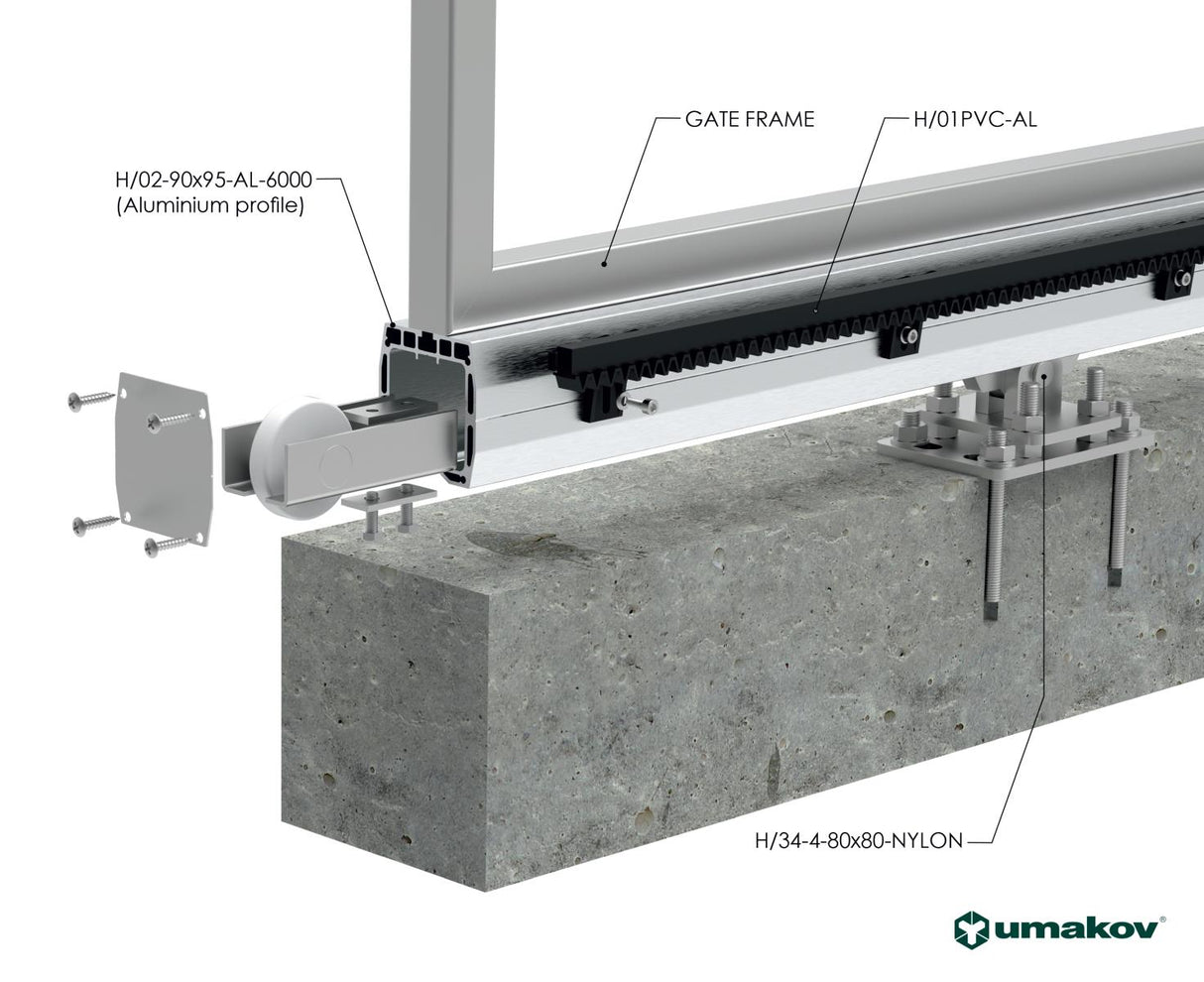 Vedenie spodné - ECO profile AL 90x95mm
