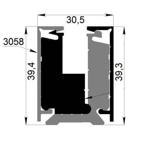 Svorkový al profil-3m s krycou lištou H40