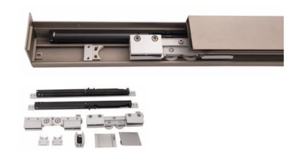 Kovanie - Posuvné dvere-lišta, AL 2x soft-stop+fix