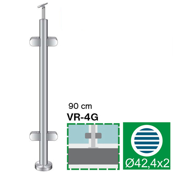 Stĺpik, vrchné kotvenie - obojstranný 180° AISI304