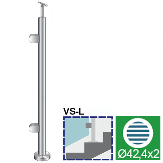 Stĺpik, vrchné kotvenie - ľavý - na schody AISI304