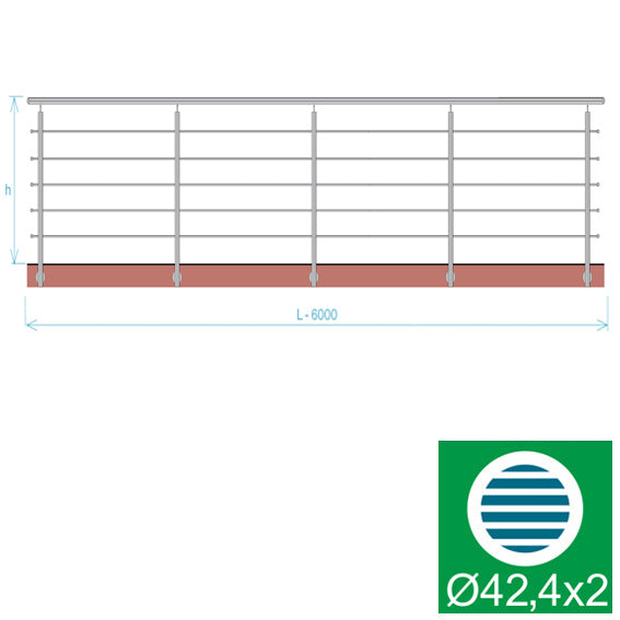 Nerezové zábradlie, AISI304, 6000x1000mm, BR