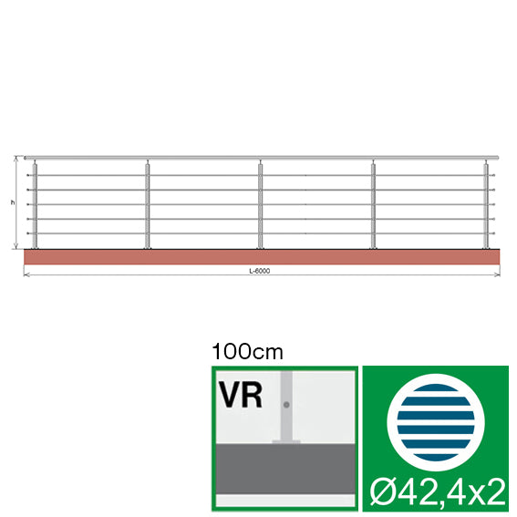 Nerezové zábradlie, AISI304, 6000x1000mm