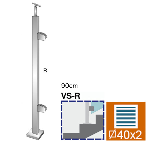 Stĺpik, vrchné kotvenie - pravý - na schody AISI30