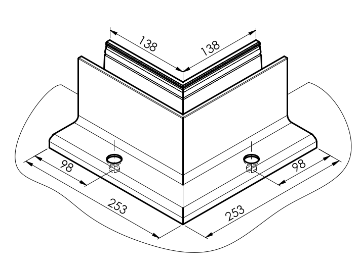 Celosklenené zábradlie-roh. profil-vrchné kotvenie
