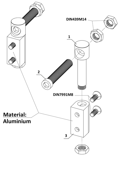 Záves nastaviteľný na priskrutkovanie, nerez/hliník