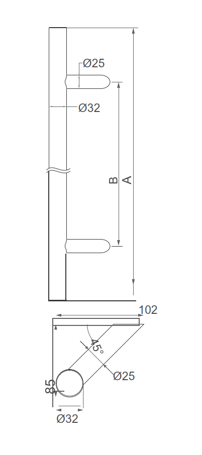 Madlo - brusený nerez AISI304, BLACK