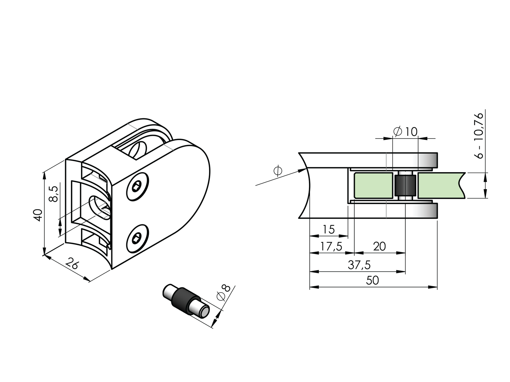 Držiak výplne skla