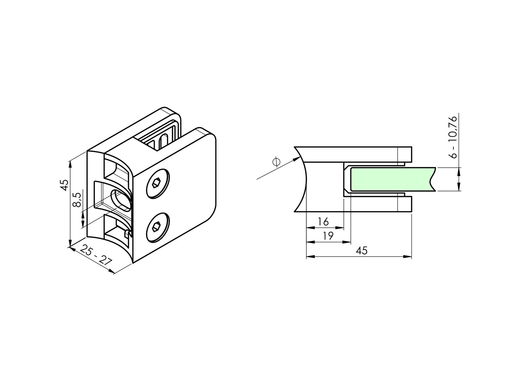 Držiak výplne skla