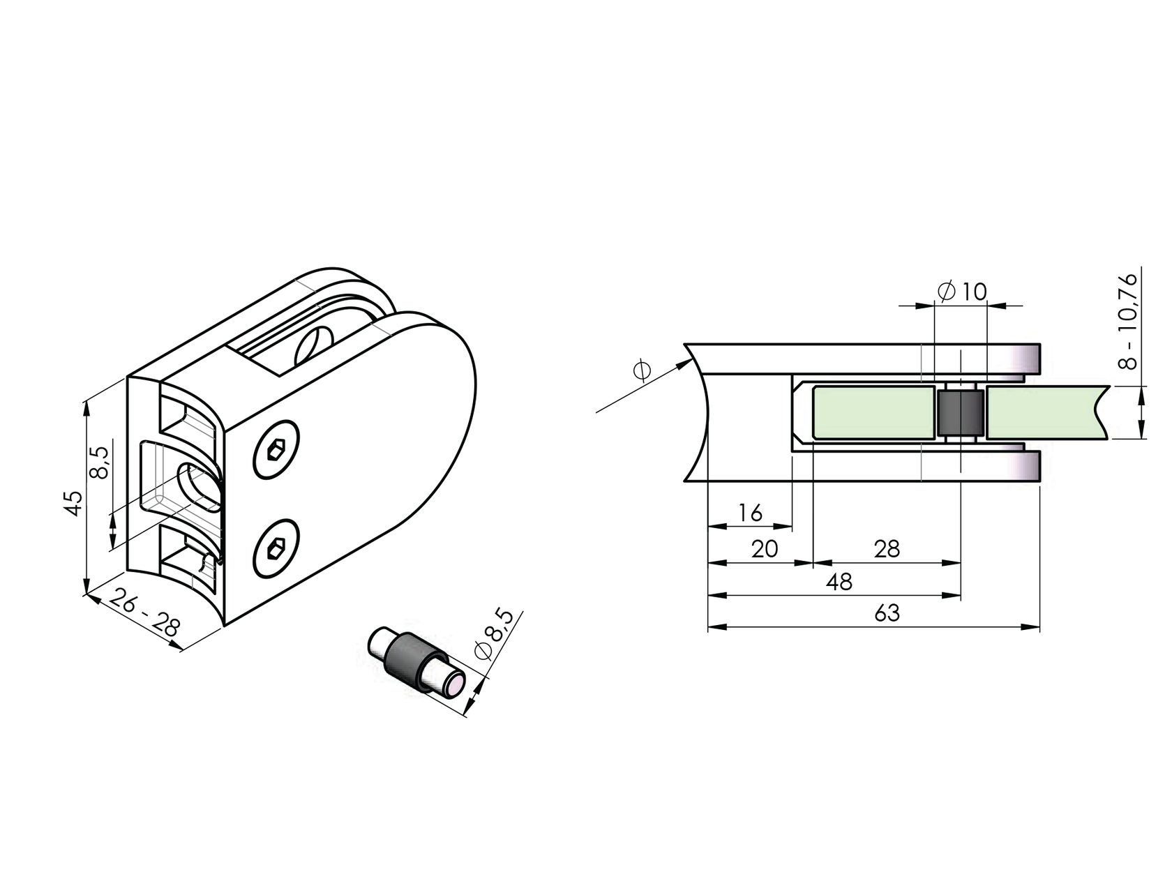 Držiak výplne skla