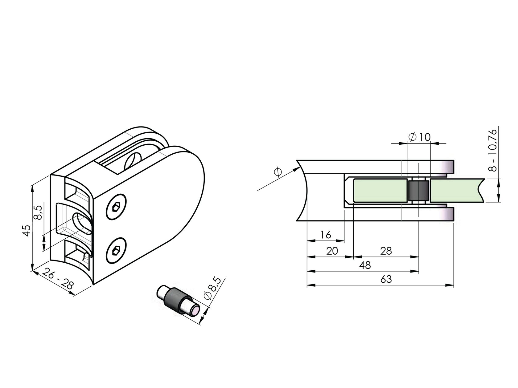 Držiak výplne skla