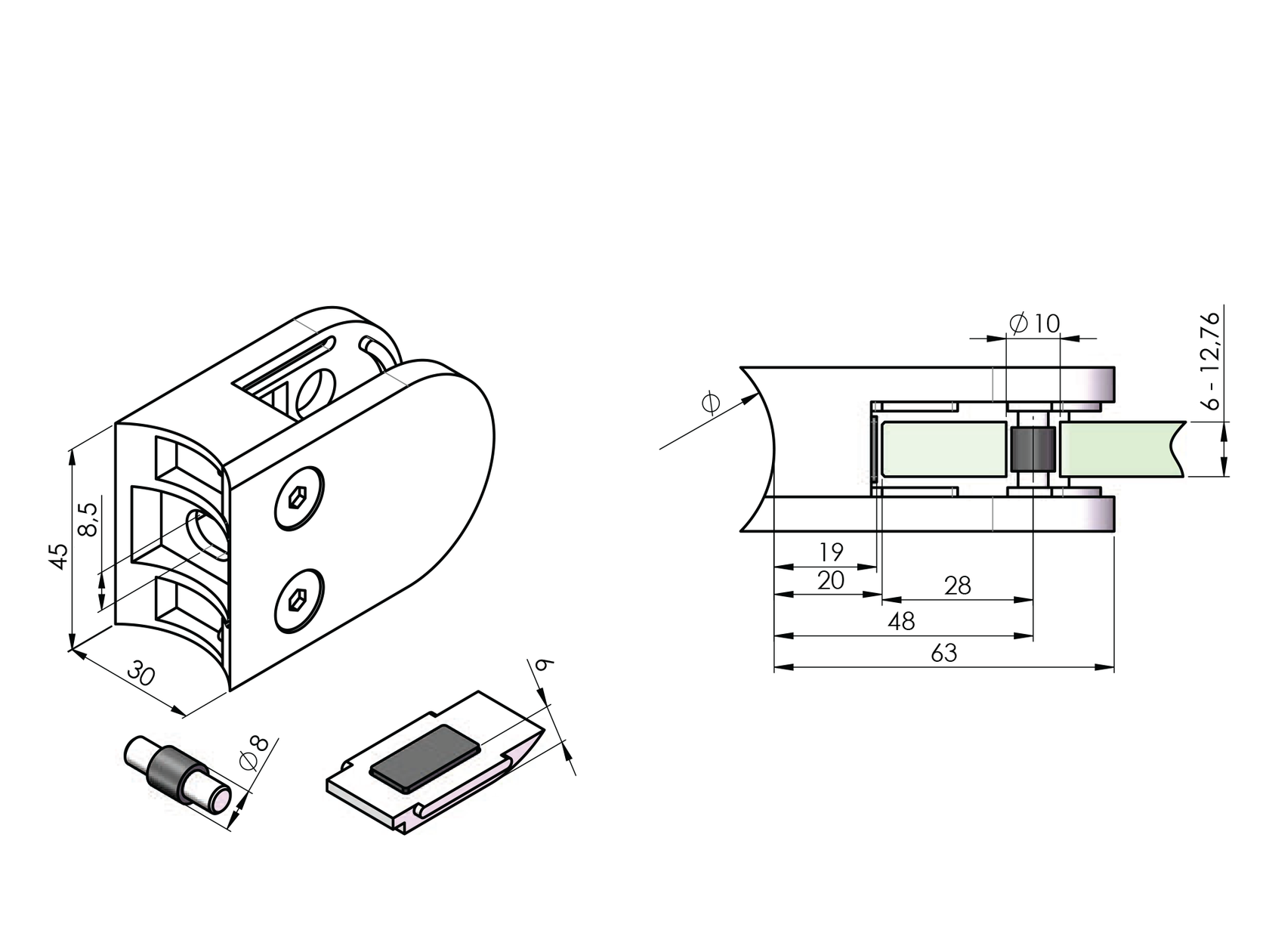 Držiak výplne skla