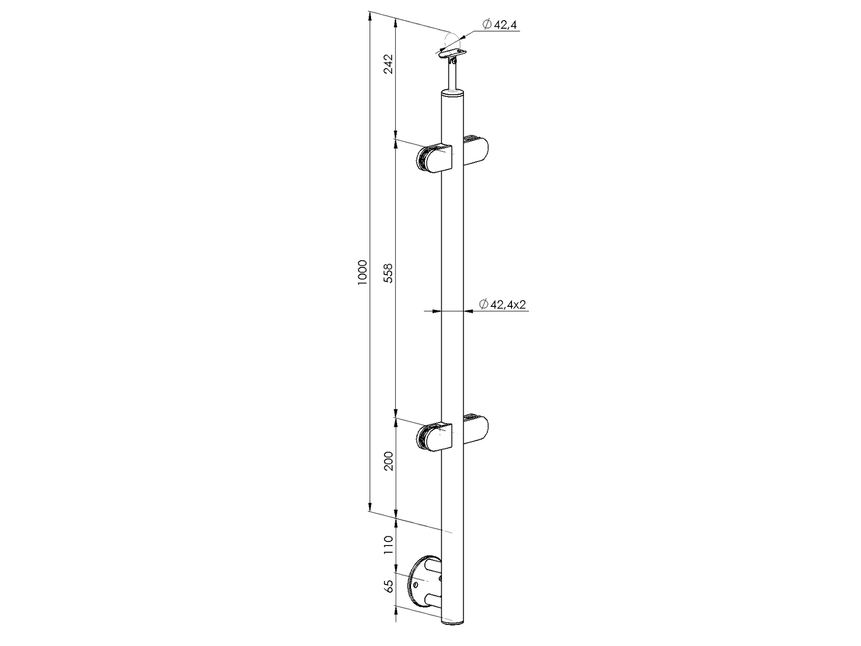 Stĺpik - bočné kotvenie - obojstranný