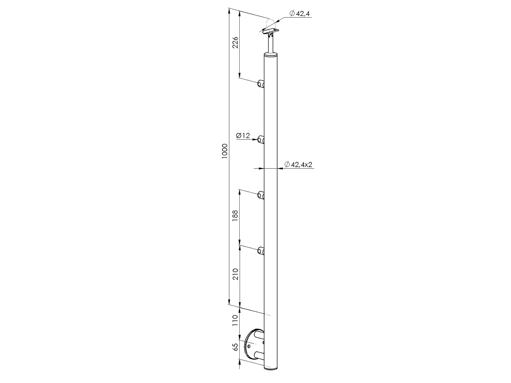Stĺpik, bočné kotvenie - na schody