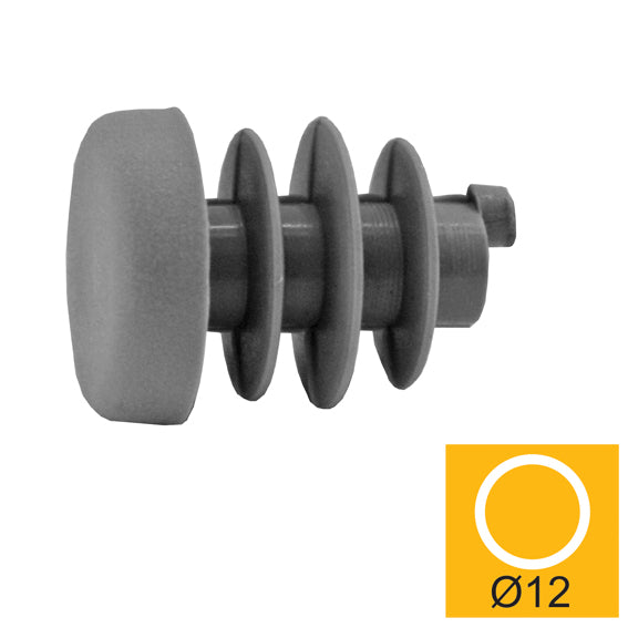 Záslepka - šedá PVC, d12mm