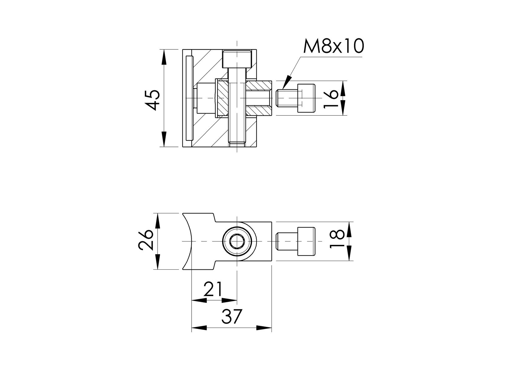 Držiak skla - zaves