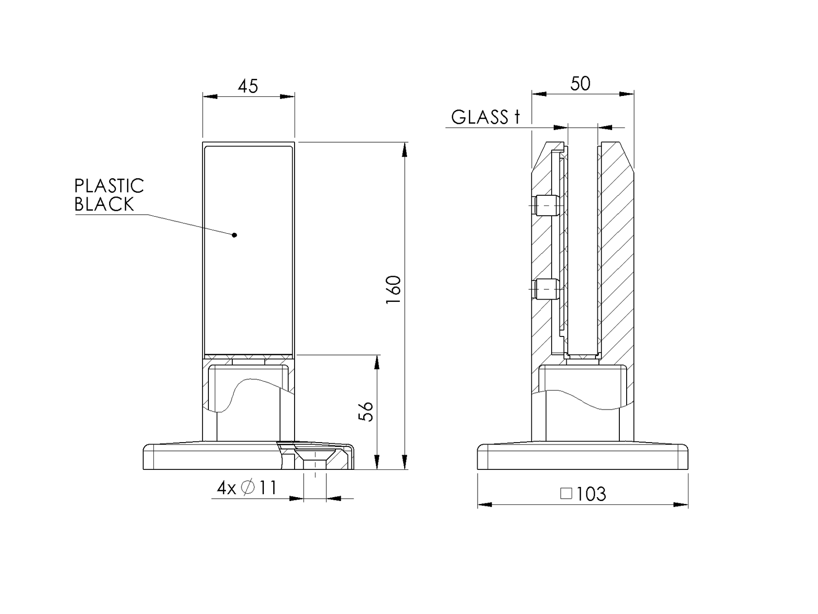 Spigot - kotviaci stĺpik pre sklo