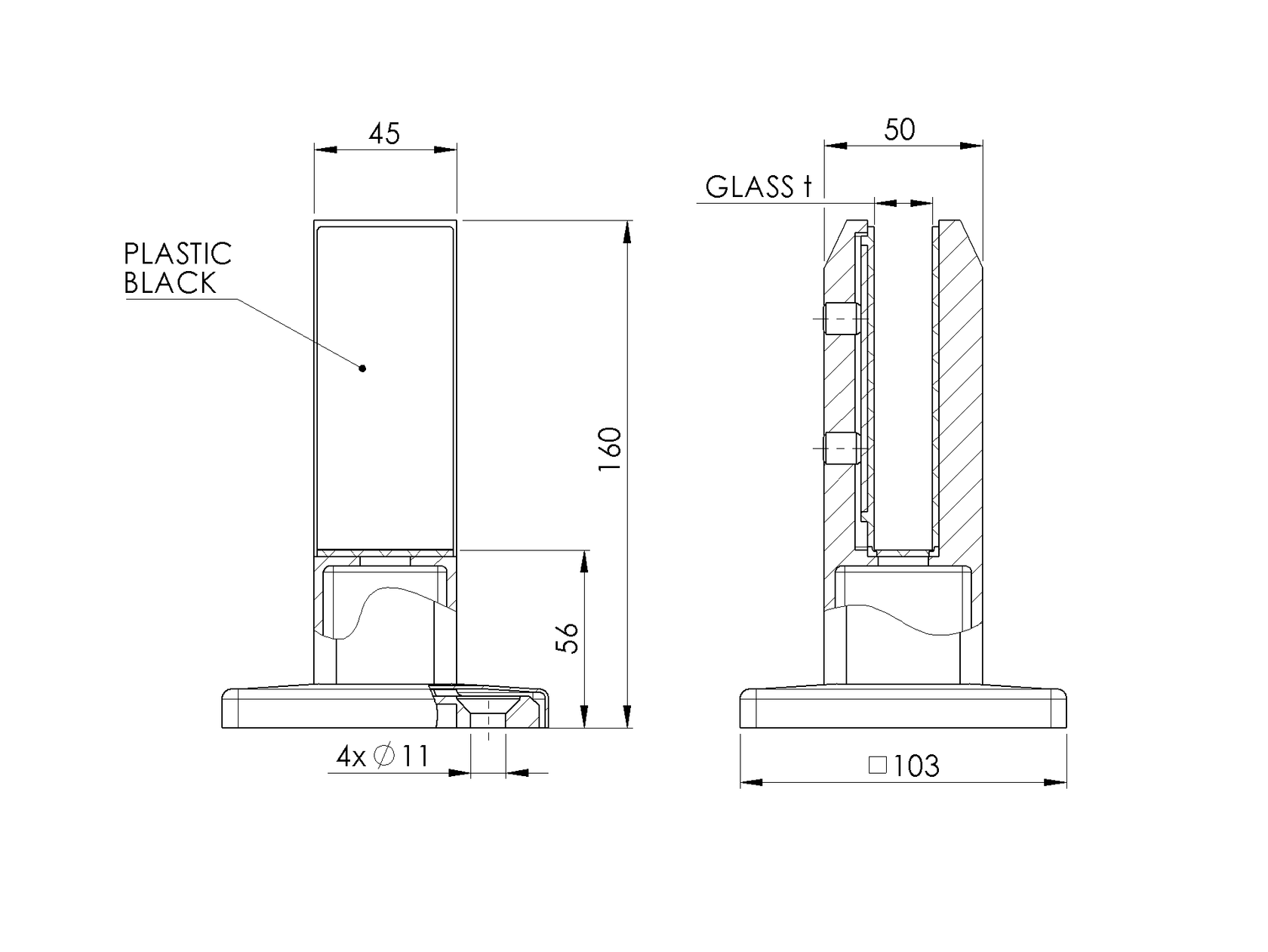 Spigot - kotviaci stĺpik pre sklo