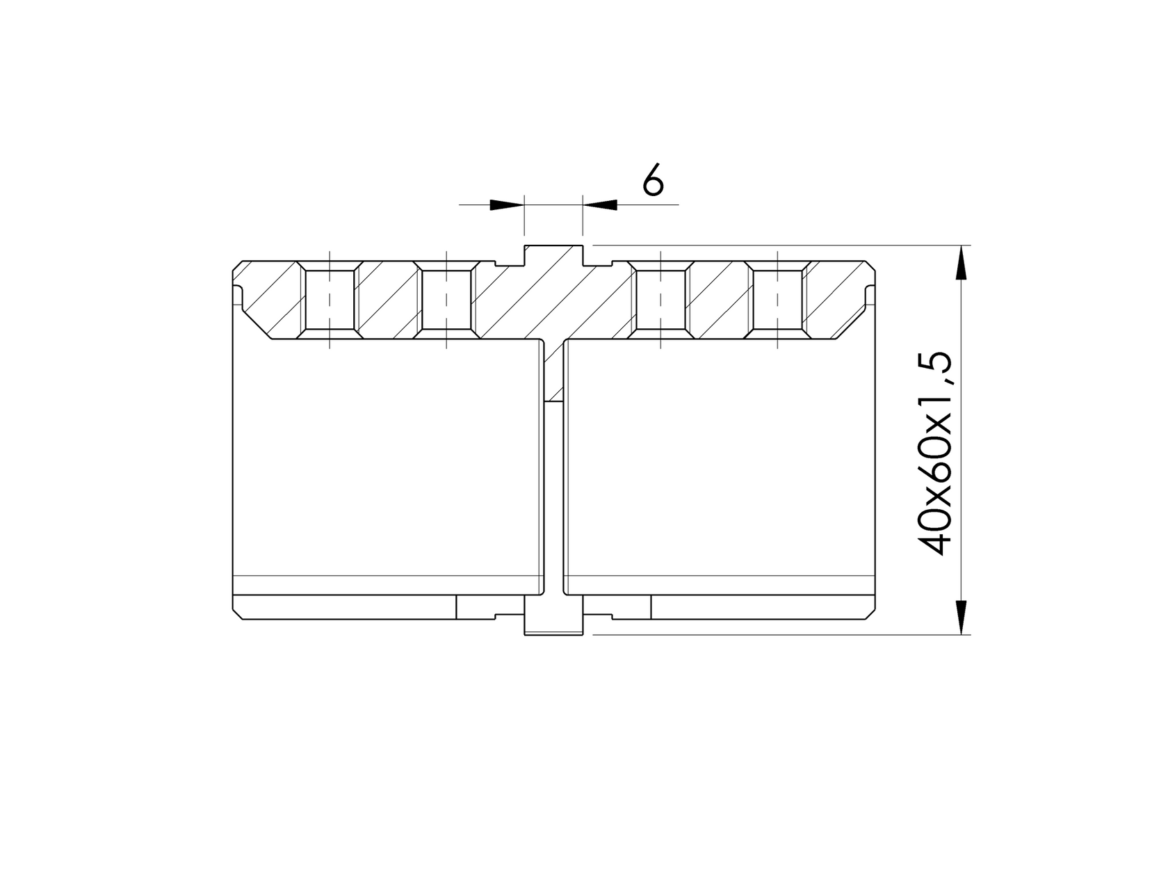 Madlo-držiak skla-spojka AISI 316,60x40mm