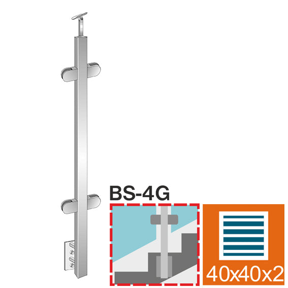 Stĺpik, bočné kotvenie - obojstr. 180° - na schody
