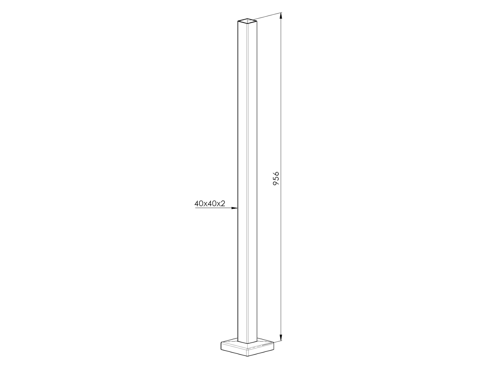 Stĺpik antikor, VK-rovné AISI316, 40x40/H1000mm