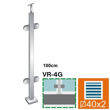Stĺpik, vrchné kotvenie - obojstranný 180° AISI304