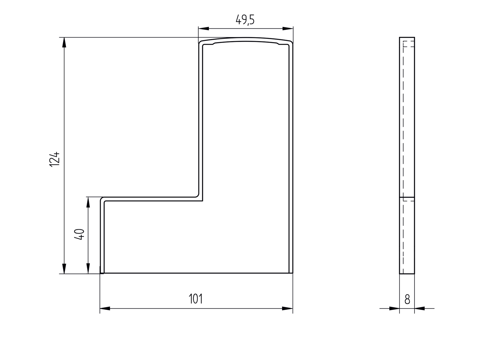 Záslepka pre profil AL/0006-S-E + kryciu lištu