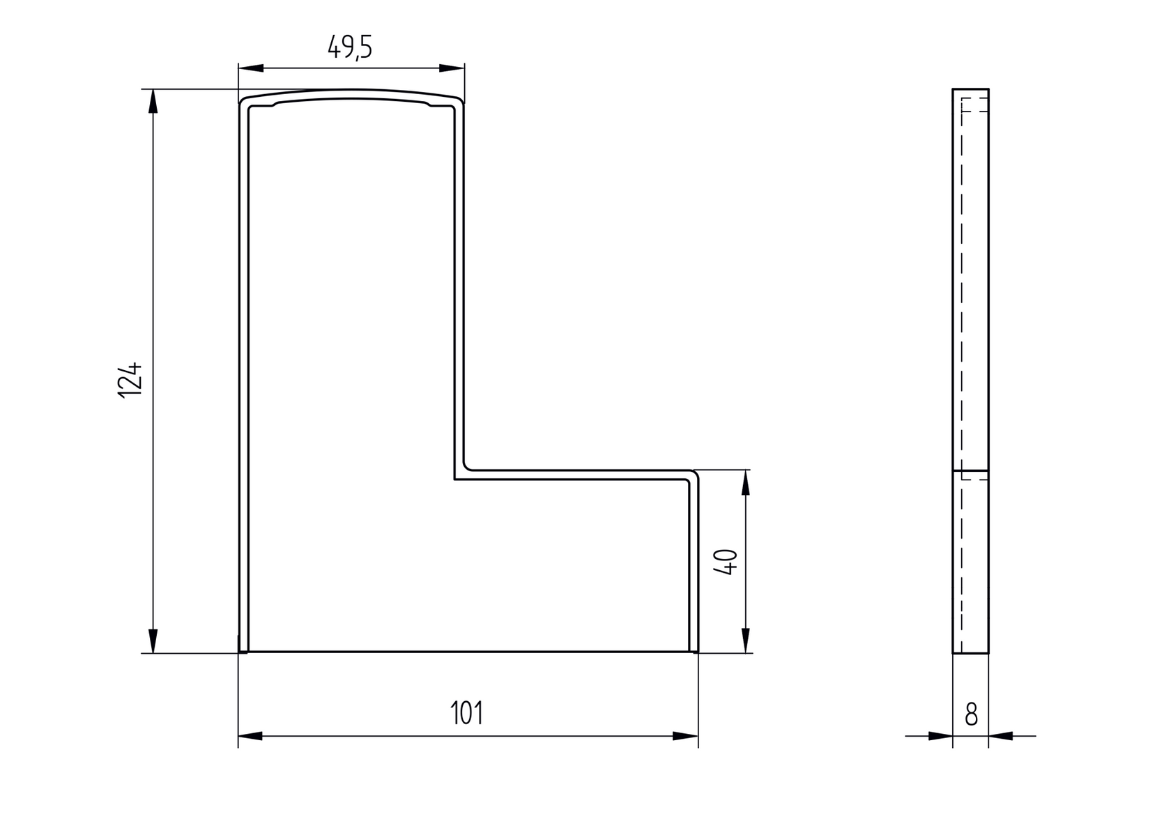 Záslepka pre profil AL/0006-S-E + kryciu lištu