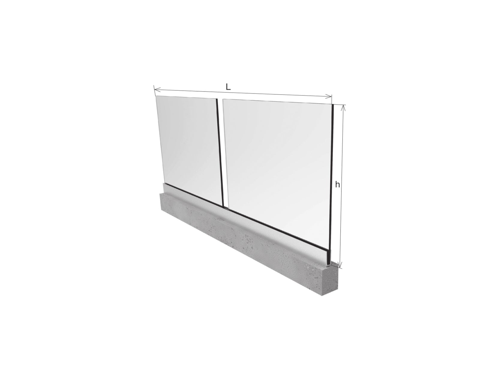 Celosklenené zábradlie v AL profile, 2500x1000mm