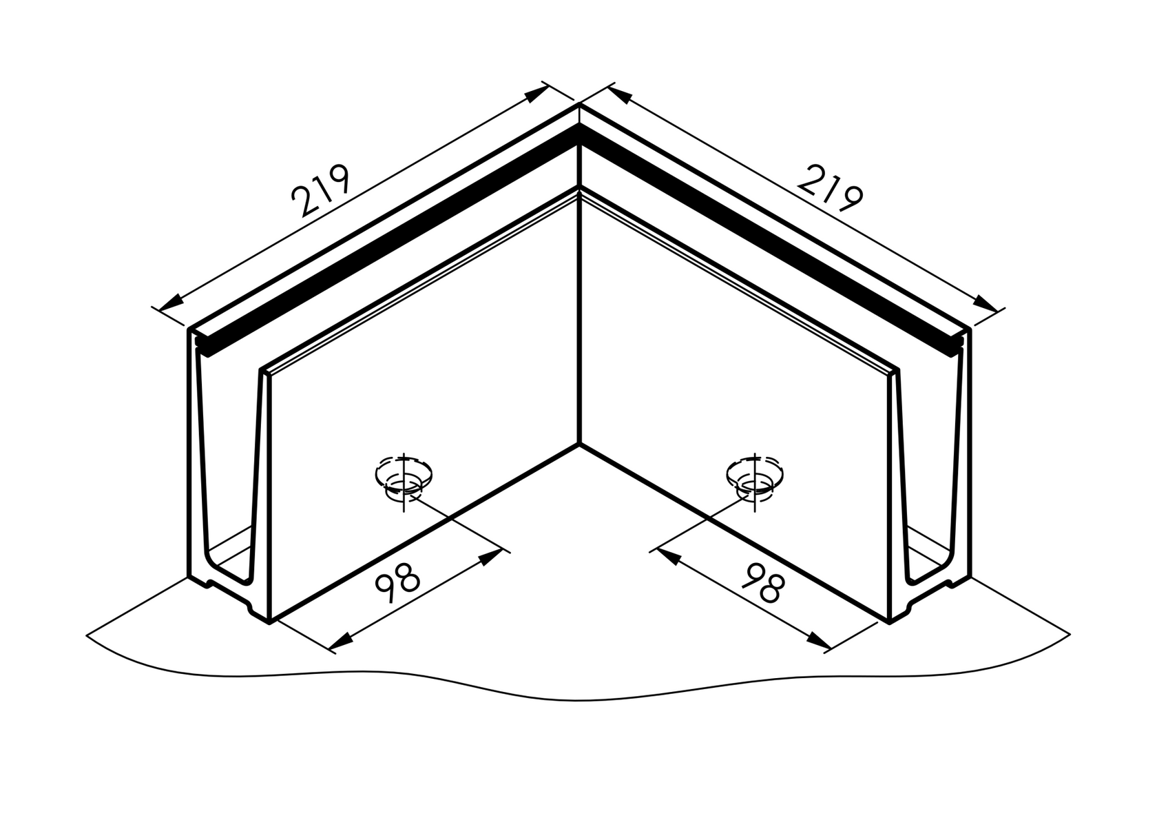 Celosklenené zábradlie-profil-vrchné kotvenie AL/E