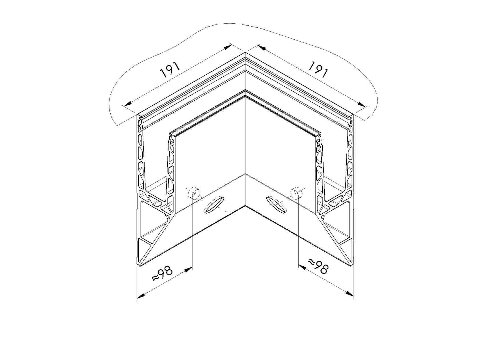 Celosklenené zábradlie-profil-bočné kotvenie