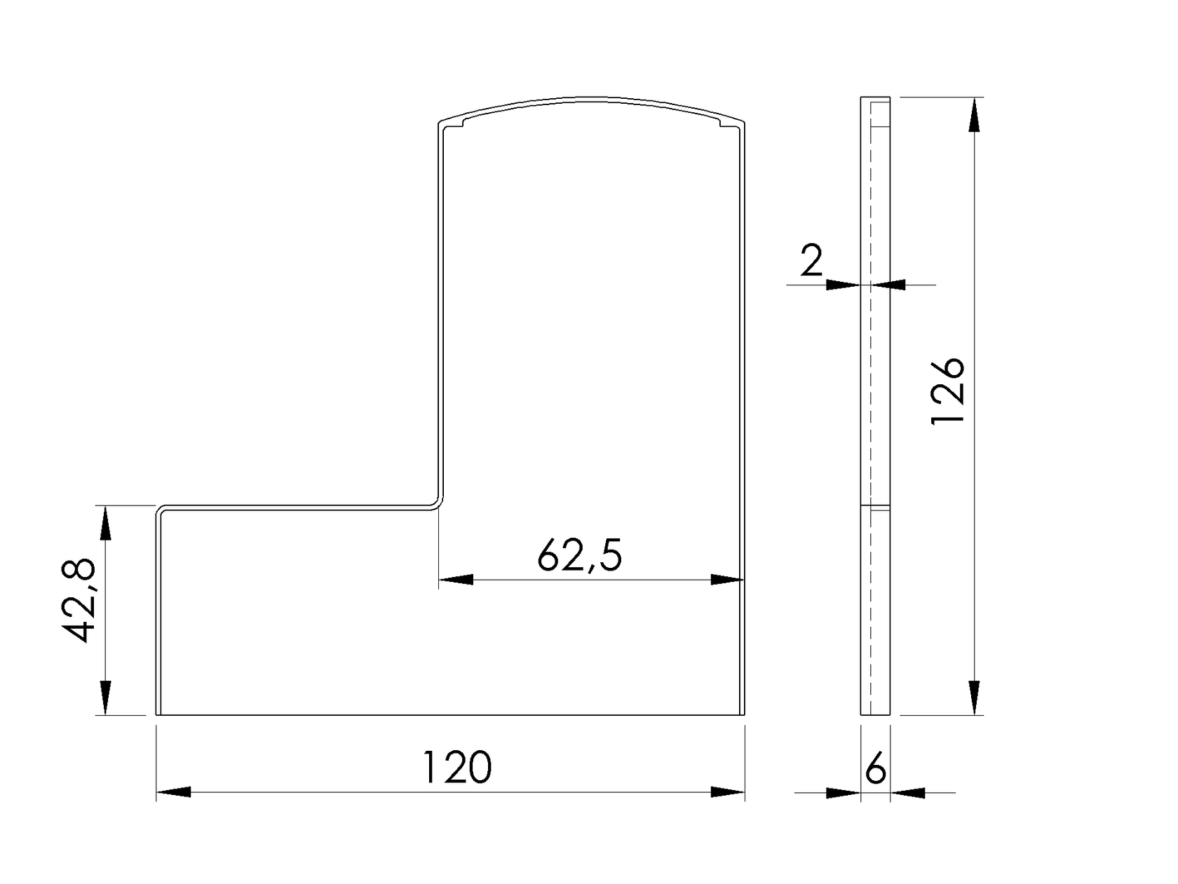 Záslepka pre profil AL/0006-UNO-S-E + kryciu lištu