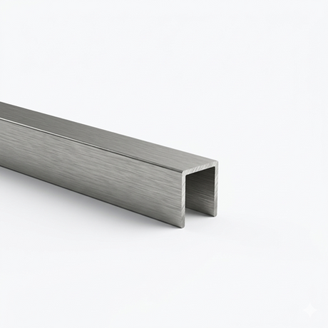 Zasklenie pevné - profil U 17x20x1,5mm t8mm INOX effect