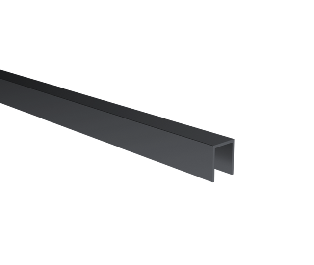 U-profil 20x30x2 mm, 10–12 mm vastag üveghez, fekete eloxált