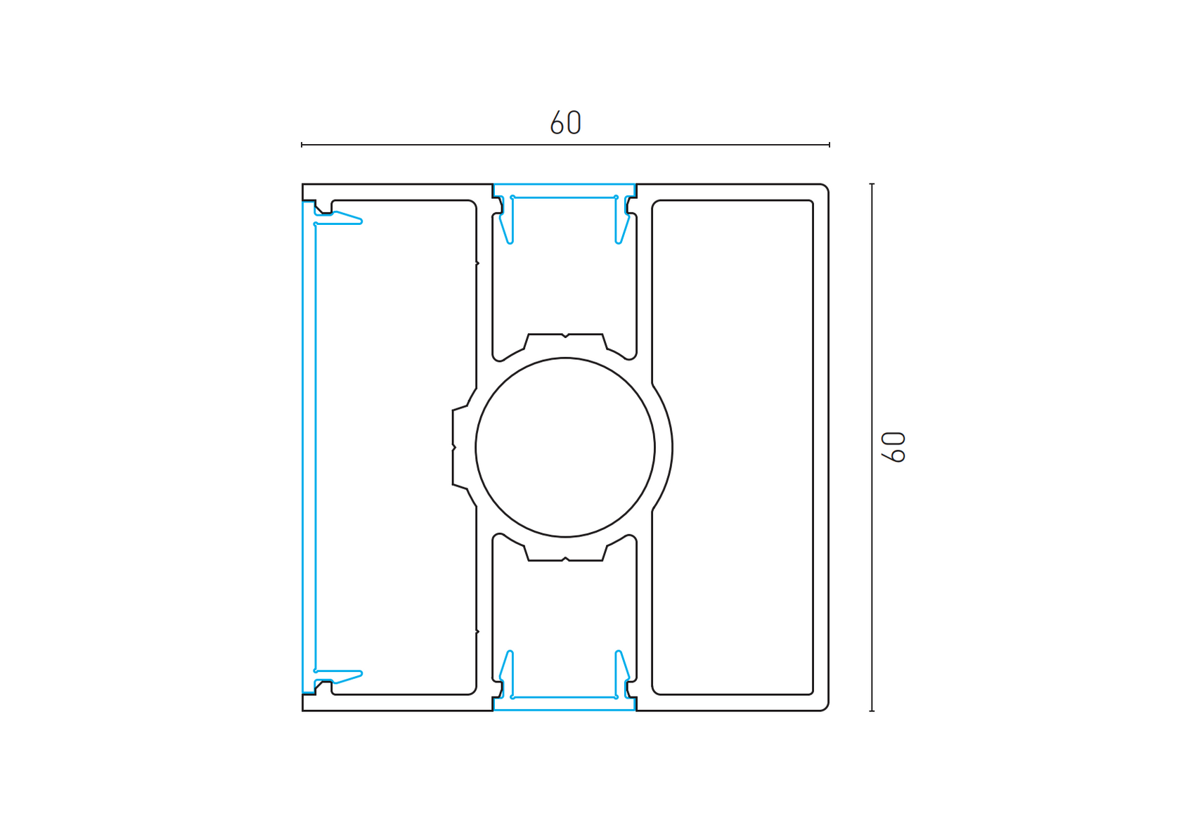 Hliníkový plotový stĺpik 60x60 - 6000mm