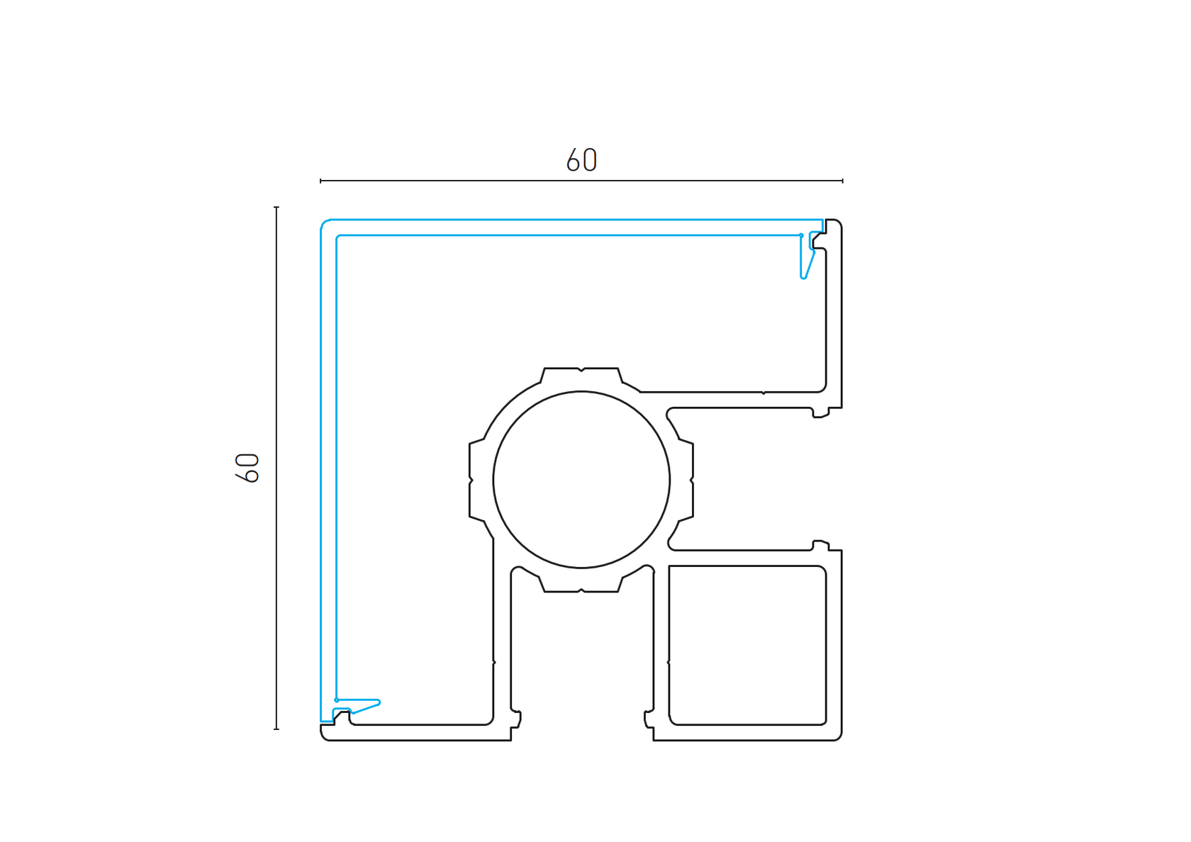 Hliníkový plotový stĺpik 60x60 rohový - 6000mm