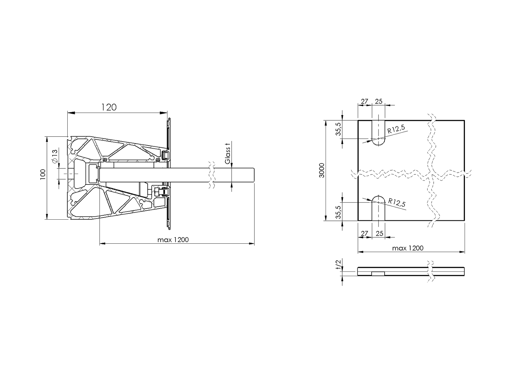 Presklená strieška hliník profil