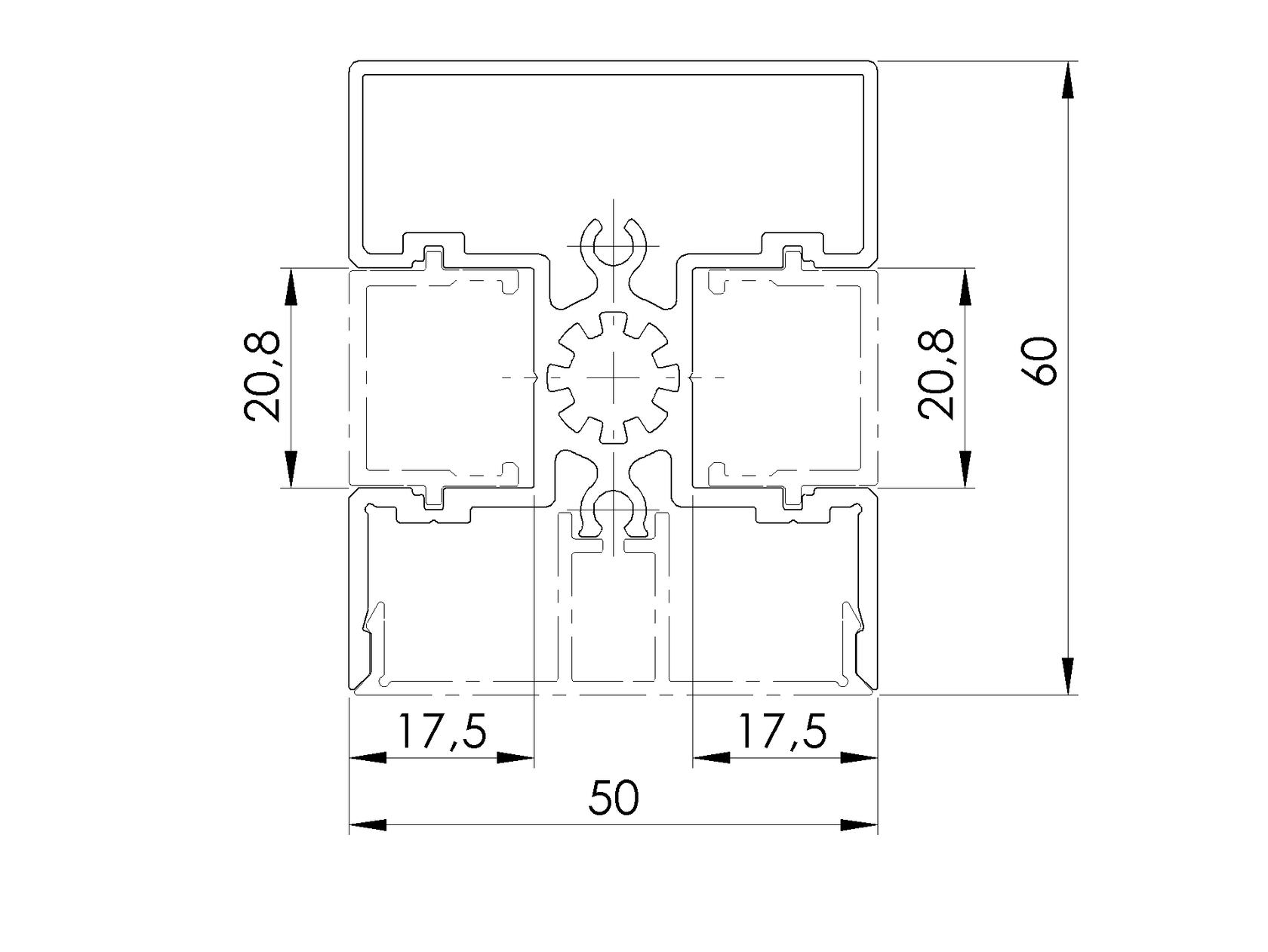 Hliníkový plotový stĺpik 50x60-6000mm R7016