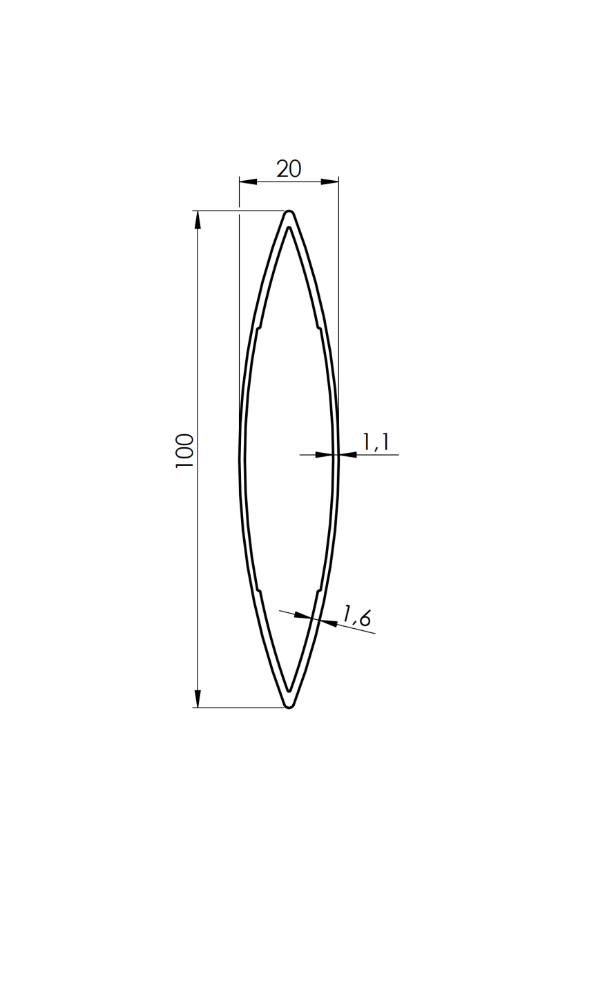 Hliníková plotová žalúzia oválna 20x100-6000mm