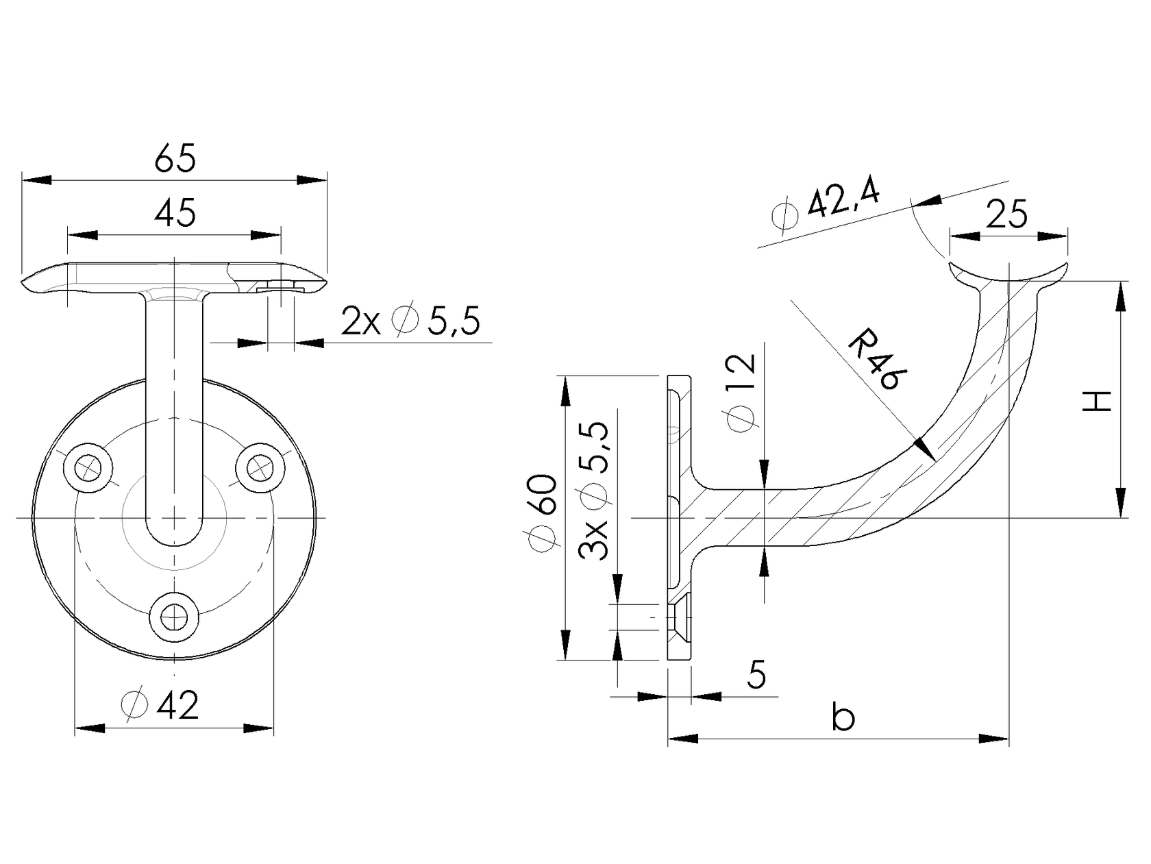 Držiak madla na stenu