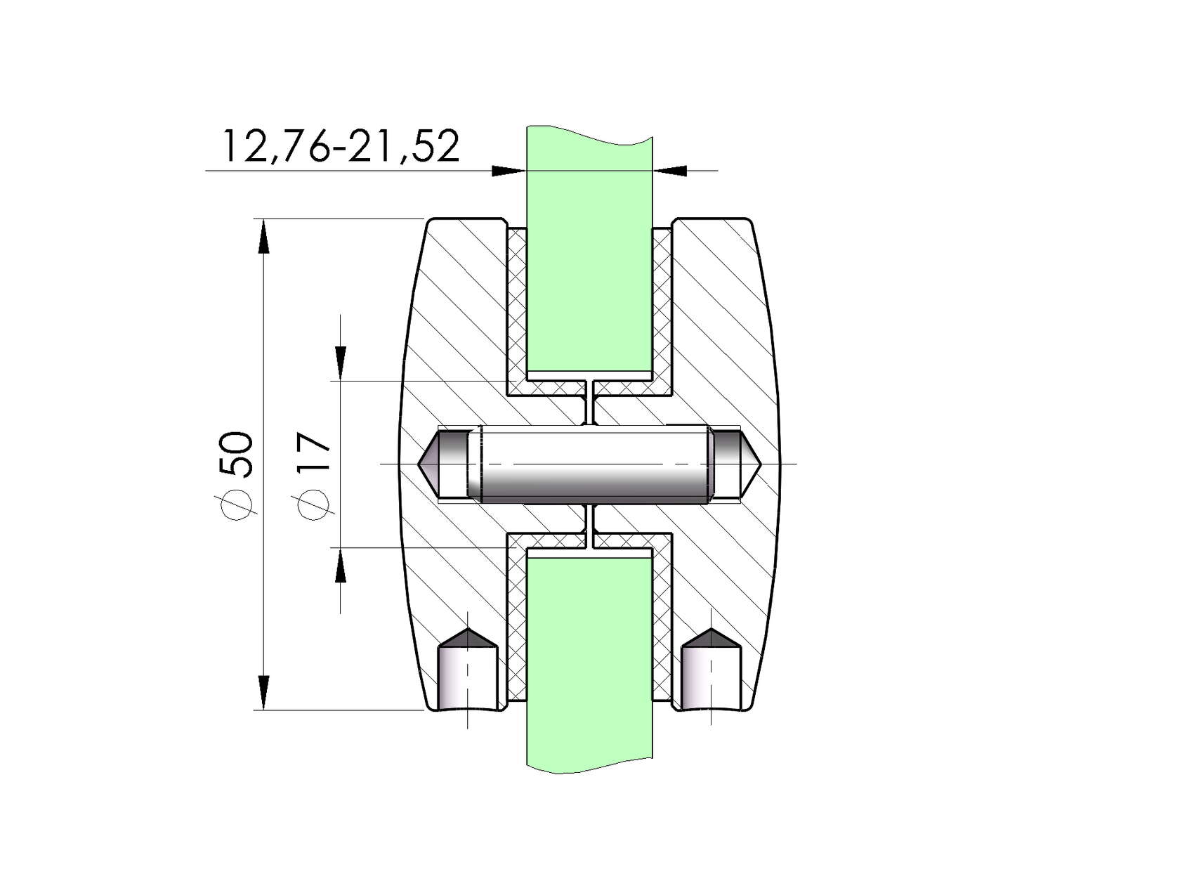 Držiak výplne skla - spojka