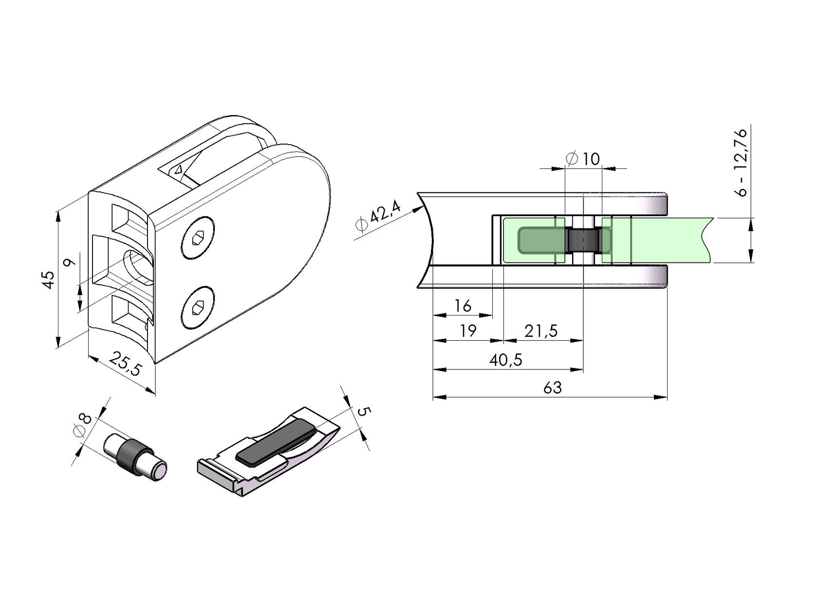 Držiak výplne skla