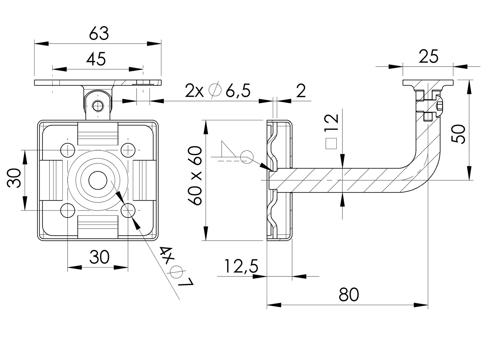 Držiak madla na stenu