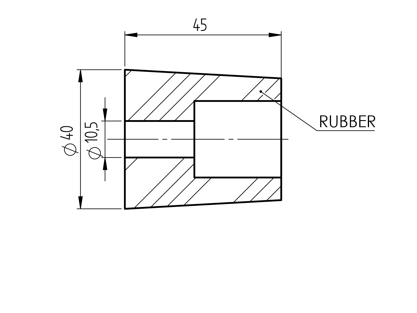 Doraz bočný, rubber, veľký, h45, D40mm